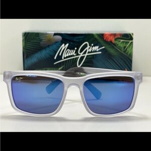 NEW Maui Jim Stone Shack Matte Crystal Polarized Blue Hawaii Sunglasses B862-05